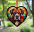 Boxer Stained Glass Effect Heart Suncatcher